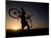 Silhouette of Mountain Biker at the Summit During Sunrise-null-Mounted Photographic Print