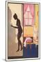 Silhouette of Nude Dressing-null-Mounted Art Print