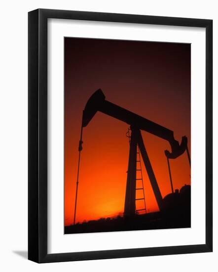 Silhouette of Oil Pump Jack, Tulsa, Oklahoma-Bill Bachmann-Framed Photographic Print