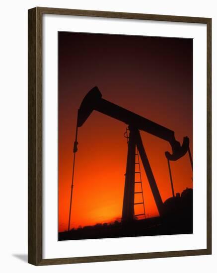 Silhouette of Oil Pump Jack, Tulsa, Oklahoma-Bill Bachmann-Framed Photographic Print