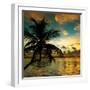 Silhouette of Palm Tree at Sunset-Philippe Hugonnard-Framed Photographic Print