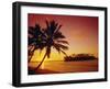 Silhouette of Palm Trees and Desert Island at Sunrise, Rarotonga, Cook Islands, South Pacific-Dominic Webster-Framed Photographic Print