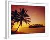 Silhouette of Palm Trees and Desert Island at Sunrise, Rarotonga, Cook Islands, South Pacific-Dominic Webster-Framed Photographic Print