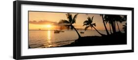 Silhouette of Palm Trees at Dusk, Lahaina, Maui, Hawaii, USA-null-Framed Photographic Print