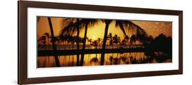 Silhouette of Palm Trees at Sunset, Anaeho Omalu Bay, Waikoloa, Hawaii, USA-null-Framed Photographic Print