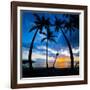 Silhouette of Palm Trees at Sunset, Nippah Beach, Lombok, Indonesia, Southeast Asia, Asia-Matthew Williams-Ellis-Framed Premium Photographic Print