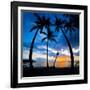 Silhouette of Palm Trees at Sunset, Nippah Beach, Lombok, Indonesia, Southeast Asia, Asia-Matthew Williams-Ellis-Framed Premium Photographic Print