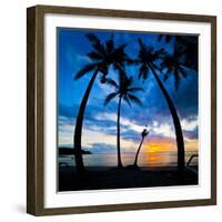 Silhouette of Palm Trees at Sunset, Nippah Beach, Lombok, Indonesia, Southeast Asia, Asia-Matthew Williams-Ellis-Framed Photographic Print