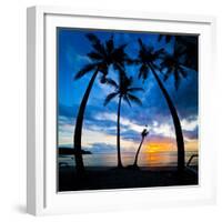 Silhouette of Palm Trees at Sunset, Nippah Beach, Lombok, Indonesia, Southeast Asia, Asia-Matthew Williams-Ellis-Framed Photographic Print