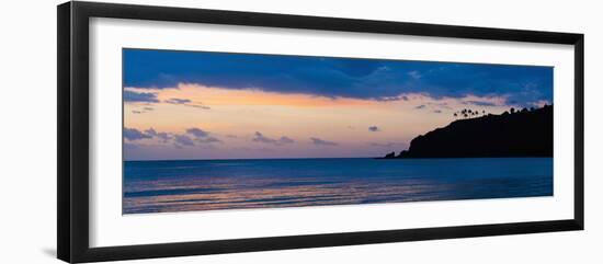 Silhouette of Palm Trees on a Cliff at Sunset, Nippah Beach, Lombok, Indonesia, Southeast Asia-Matthew Williams-Ellis-Framed Photographic Print