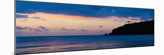 Silhouette of Palm Trees on a Cliff at Sunset, Nippah Beach, Lombok, Indonesia, Southeast Asia-Matthew Williams-Ellis-Mounted Photographic Print