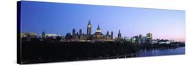 Silhouette of Parliament Building along a Lake, Ottawa, Ontario, Canada-null-Stretched Canvas