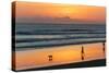 Silhouette of People and Dog Walking on the Beach, Seminyak, Kuta, Bali, Indonesia-null-Stretched Canvas