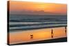 Silhouette of People and Dog Walking on the Beach, Seminyak, Kuta, Bali, Indonesia-null-Stretched Canvas