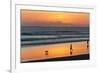 Silhouette of People and Dog Walking on the Beach, Seminyak, Kuta, Bali, Indonesia-null-Framed Photographic Print