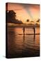 Silhouette of People Paddleboarding in the Pacific Ocean, Bora Bora, French Polynesia-null-Stretched Canvas