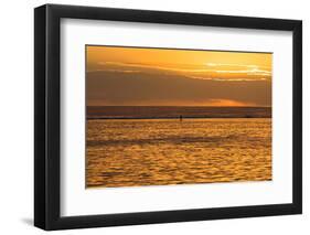 Silhouette of Person Paddleboarding in the Pacific Ocean, Bora Bora, French Polynesia-null-Framed Photographic Print