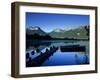 Silhouette of Pier and Rowing Boats, Lake Annecy, Rhone Alpes, France, Europe-Stuart Black-Framed Photographic Print