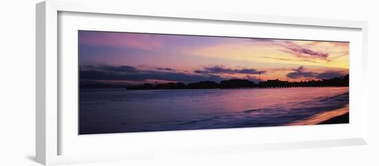 Silhouette of pier in pacific ocean, Santa Barbara, California, USA-null-Framed Photographic Print