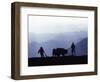 Silhouette of Ploughmen with Oxen, Colca Canyon, Peru-John Warburton-lee-Framed Photographic Print