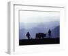 Silhouette of Ploughmen with Oxen, Colca Canyon, Peru-John Warburton-lee-Framed Photographic Print