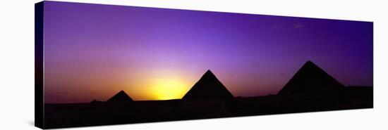 Silhouette of Pyramids at Dusk, Giza, Egypt-null-Stretched Canvas