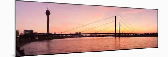 Silhouette of Rheinturm Tower and Rheinkniebrucke Bridge, Dusseldorf, North Rhine Westphalia-null-Mounted Photographic Print