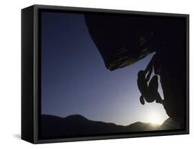 Silhouette of Rock Climber, Boulder, Colorado, USA-null-Framed Stretched Canvas