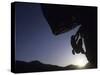 Silhouette of Rock Climber, Boulder, Colorado, USA-null-Stretched Canvas