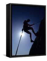 Silhouette of Rock Climber, Boulder, Colorado, USA-null-Framed Stretched Canvas