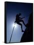 Silhouette of Rock Climber, Boulder, Colorado, USA-null-Framed Stretched Canvas