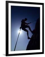 Silhouette of Rock Climber, Boulder, Colorado, USA-null-Framed Photographic Print