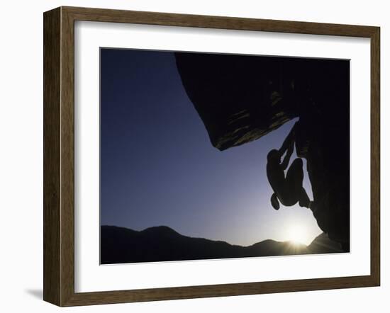 Silhouette of Rock Climber, Boulder, Colorado, USA-null-Framed Photographic Print