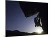 Silhouette of Rock Climber, Boulder, Colorado, USA-null-Mounted Photographic Print