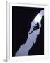 Silhouette of Rock Climber Hanging from Cliff Face-null-Framed Photographic Print