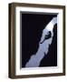 Silhouette of Rock Climber Hanging from Cliff Face-null-Framed Photographic Print