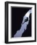 Silhouette of Rock Climber Hanging from Cliff Face-null-Framed Photographic Print