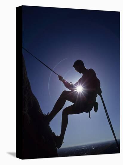 Silhouette of Rock Climber-null-Stretched Canvas