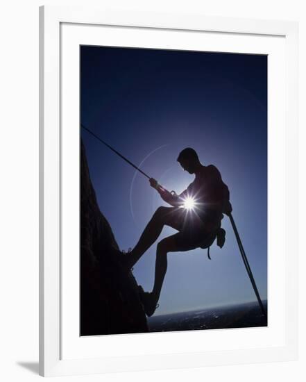 Silhouette of Rock Climber-null-Framed Photographic Print