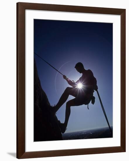 Silhouette of Rock Climber-null-Framed Photographic Print