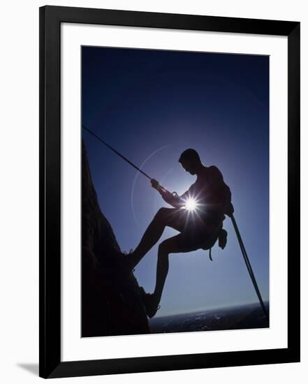 Silhouette of Rock Climber-null-Framed Photographic Print