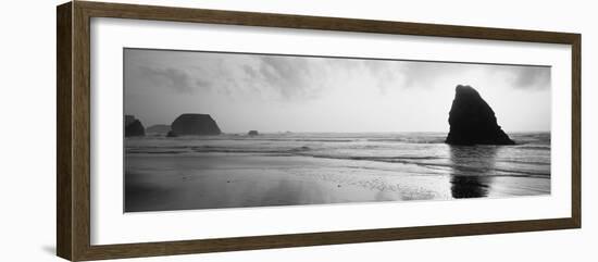 Silhouette of Rocks on the Beach, Fort Bragg, Mendocino, California, USA-null-Framed Photographic Print