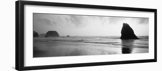 Silhouette of Rocks on the Beach, Fort Bragg, Mendocino, California, USA-null-Framed Photographic Print