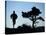 Silhouette of Runner and Tree-null-Stretched Canvas