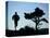 Silhouette of Runner and Tree-null-Stretched Canvas
