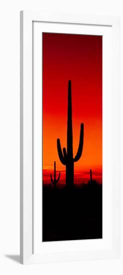 Silhouette of Saguaro Cactus at Sunset, Arizona, Usa-null-Framed Photographic Print