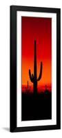 Silhouette of Saguaro Cactus at Sunset, Arizona, Usa-null-Framed Photographic Print