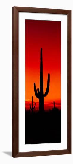 Silhouette of Saguaro Cactus at Sunset, Arizona, Usa-null-Framed Photographic Print