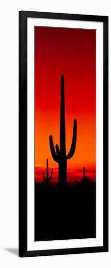 Silhouette of Saguaro Cactus at Sunset, Arizona, Usa-null-Framed Photographic Print