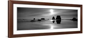 Silhouette of Sea Stacks at Sunset, Second Beach, Olympic National Park, Washington State, USA-null-Framed Photographic Print